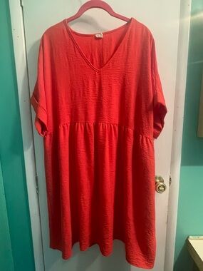 Jennaration Vibrant Watermelon Red  Babydoll Dress XXXL